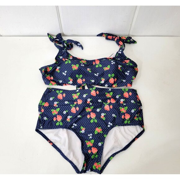 ModCloth Retro Floral High-Waisted Bikini Set Size X-Large - Picture 8 of 8